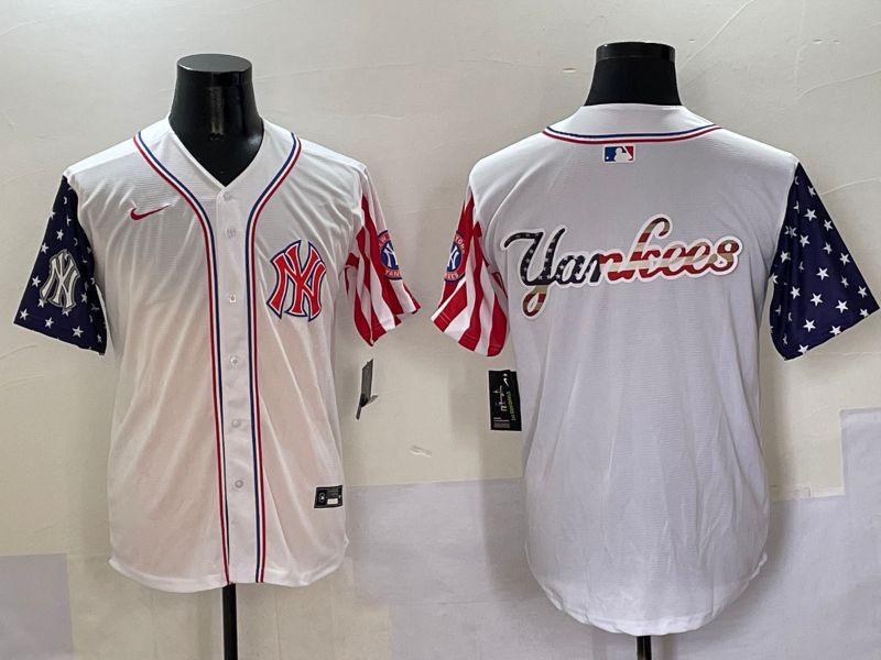 Men New York Yankees Blank White a generation of national flags Jointly Name 2025 Nike MLB Jersey style 10